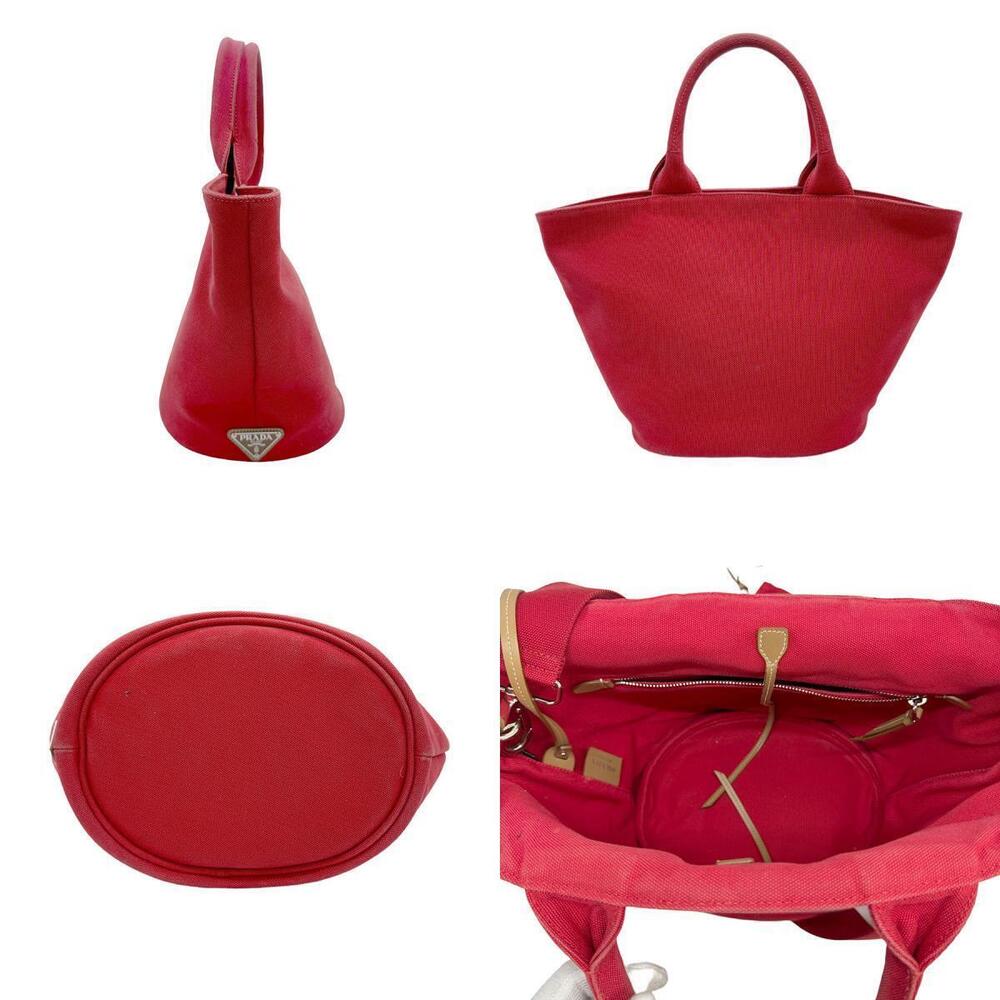 Prada canvas Canapa Bag red 2way Shoulder
